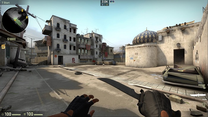 A Look at the Map de_dust2 in CSGO Terrorist Spawn